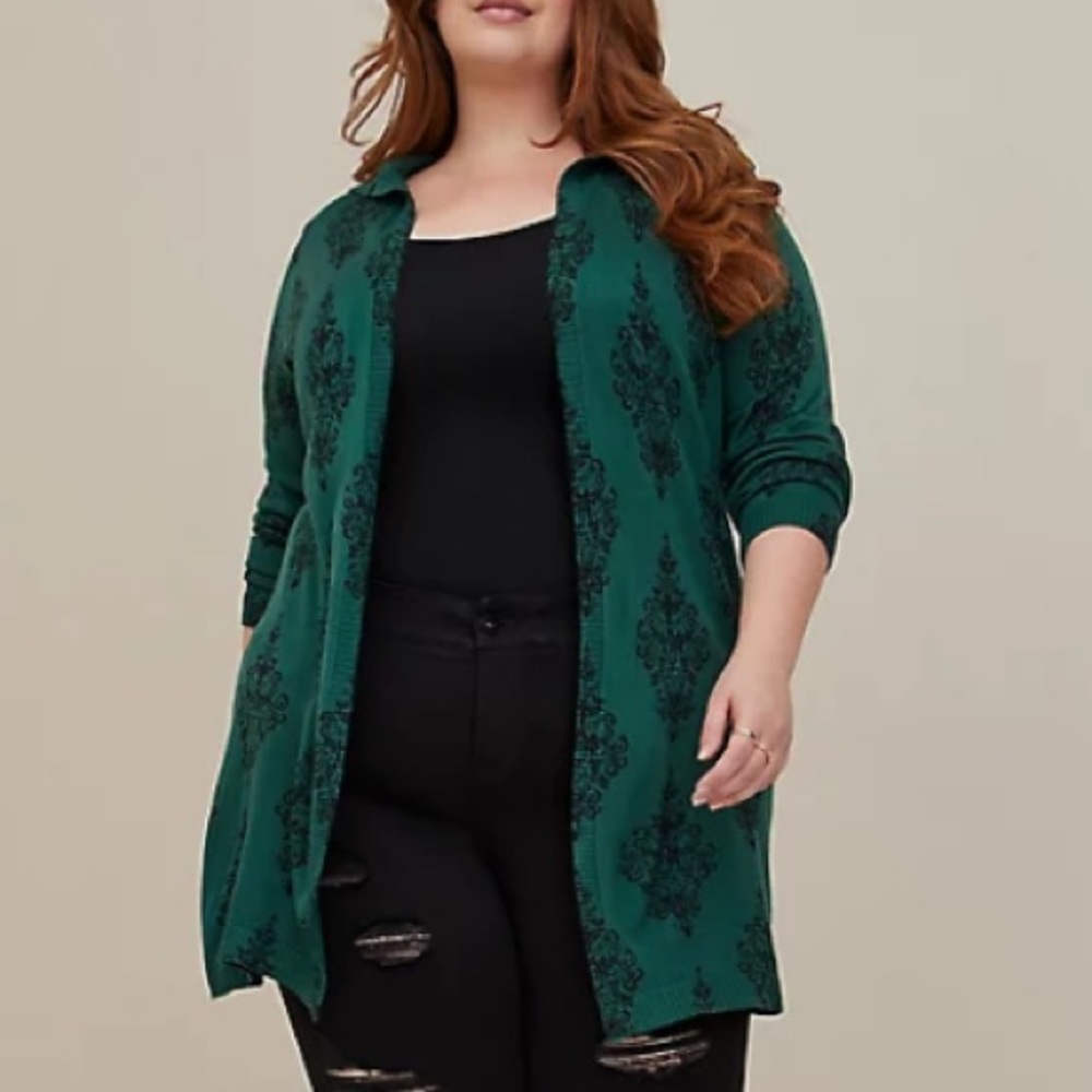 TORRID NWT DISNEY THE HAUNTED MANSION OPEN FRONT HOODED SWEATER - DARK G…